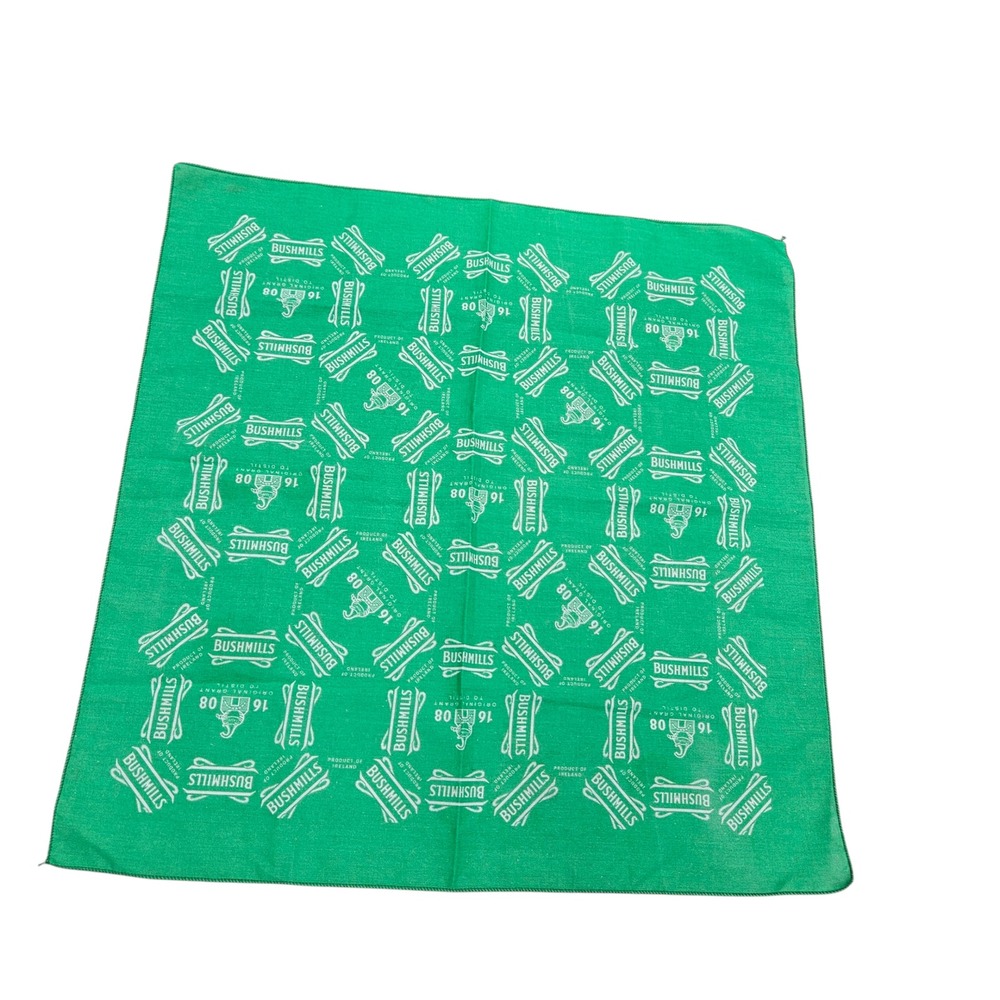 Bushmills Irish Whiskey Green All-Over Logo‎ Bandana Scarf Neck Kerchief